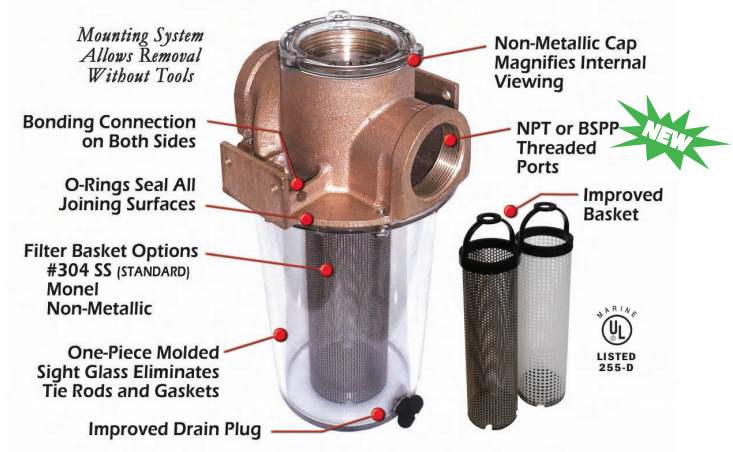 Groco 1-1/4 Inch Sea Water Marine Strainer ARG-1250