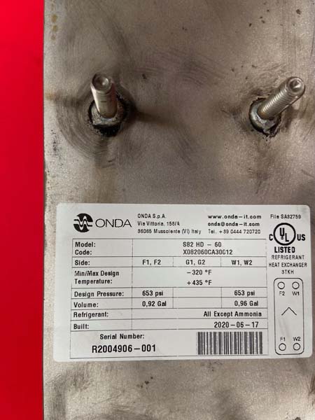 Flat Plate evaporator -refrigerant/liquid 970PSI test 316L stainless 120,000BTU - Image 7