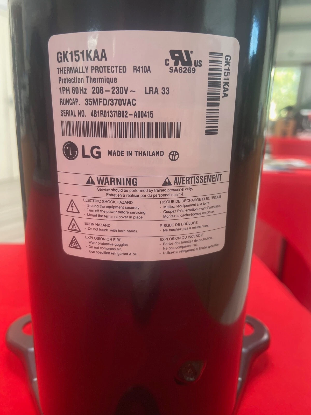 LG Rotary Compressor GK151KAA 230V - Image 2